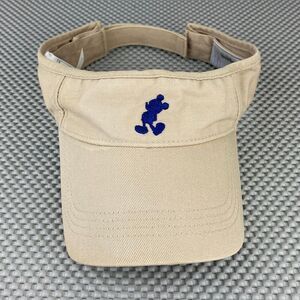 Walt Disney Mickey Mouse Visor Hat Adult One Size Khaki Blue Strap Back Logo